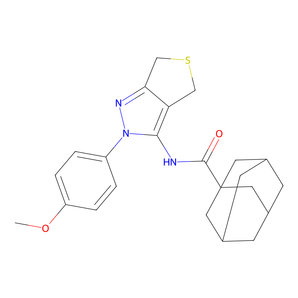 N-[2-(4-methoxyphenyl)-4,6-dihydrothieno[3,4-c]pyrazol-3-yl]adamantane-1-carboxamide molecular structure, CAS 361168-88-9