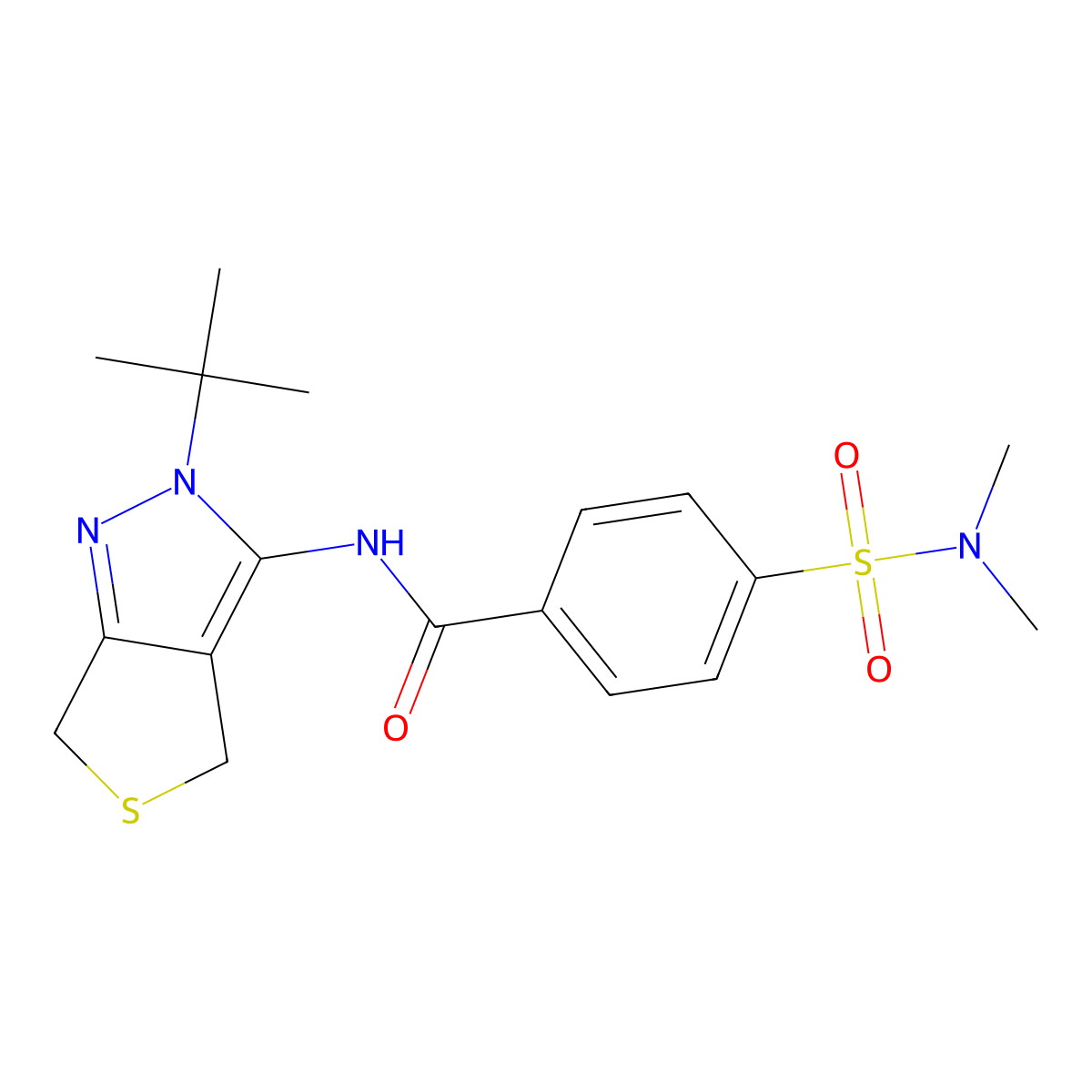 N-(2-tert-butyl-4,6-dihydrothieno[3,4-c]pyrazol-3-yl)-4-(dimethylsulfamoyl)benzamide molecular structure, CAS 361168-92-5
