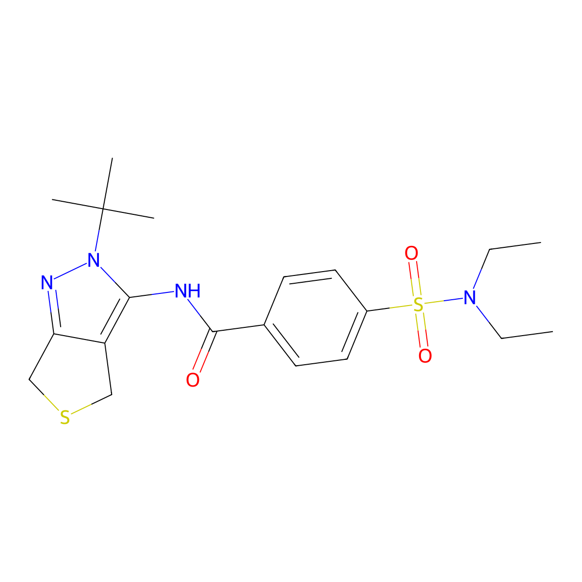 N-(2-(tert-butyl)-4,6-dihydro-2H-thieno[3,4-c]pyrazol-3-yl)-4-(N,N-diethylsulfamoyl)benzamide molecular structure, CAS 361168-93-6