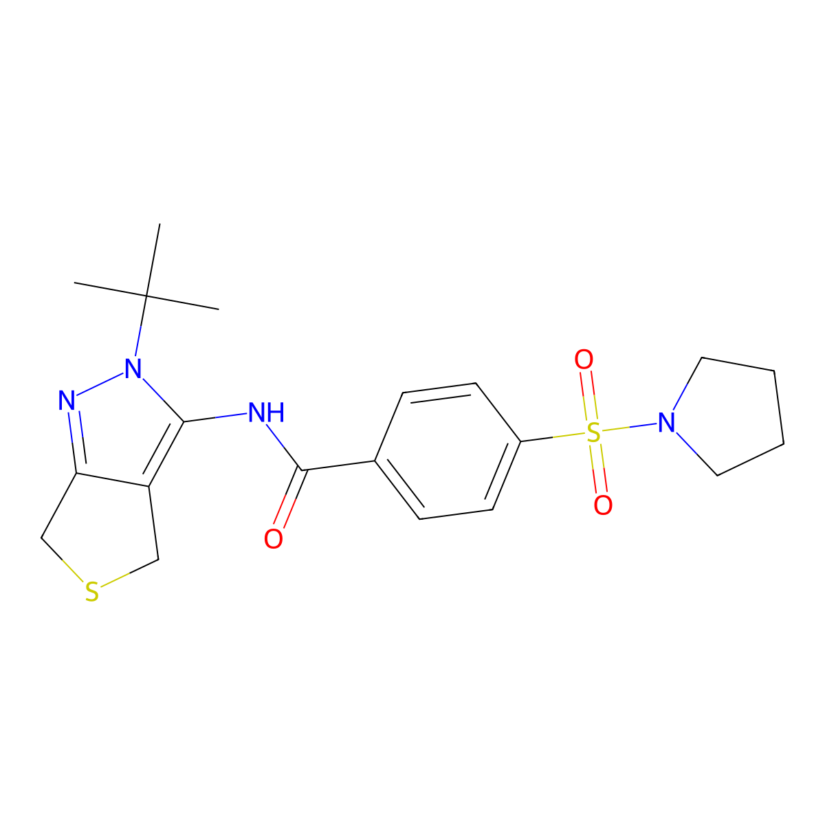 N-(2-tert-butyl-4,6-dihydrothieno[3,4-c]pyrazol-3-yl)-4-pyrrolidin-1-ylsulfonylbenzamide molecular structure, CAS 361168-96-9
