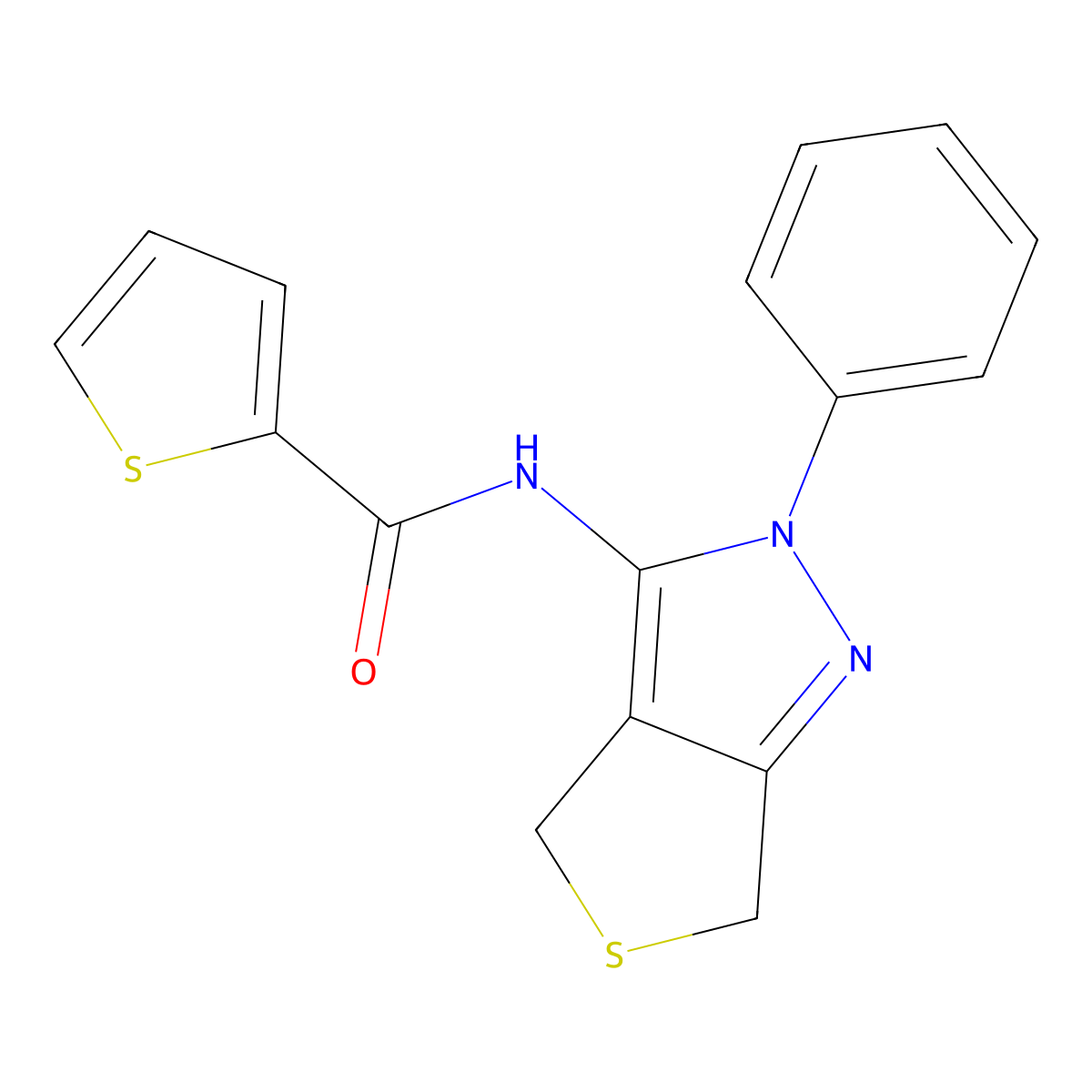 N-(2-phenyl-4,6-dihydro-2H-thieno[3,4-c]pyrazol-3-yl)thiophene-2-carboxamide molecular structure, CAS 361168-98-1