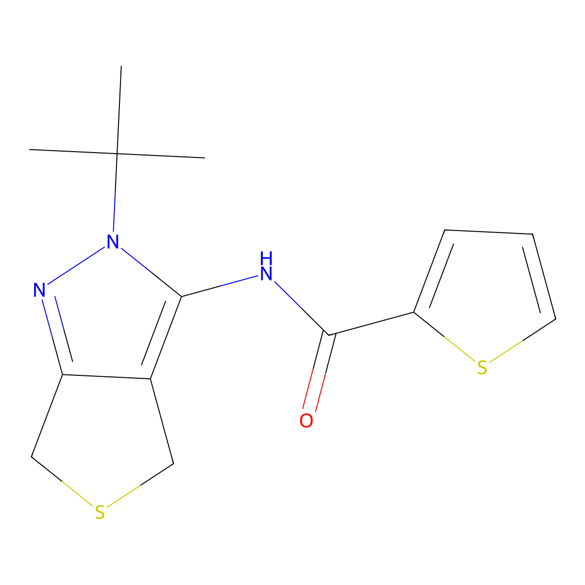 N-(2-tert-butyl-4,6-dihydrothieno[3,4-c]pyrazol-3-yl)thiophene-2-carboxamide molecular structure, CAS 361168-99-2