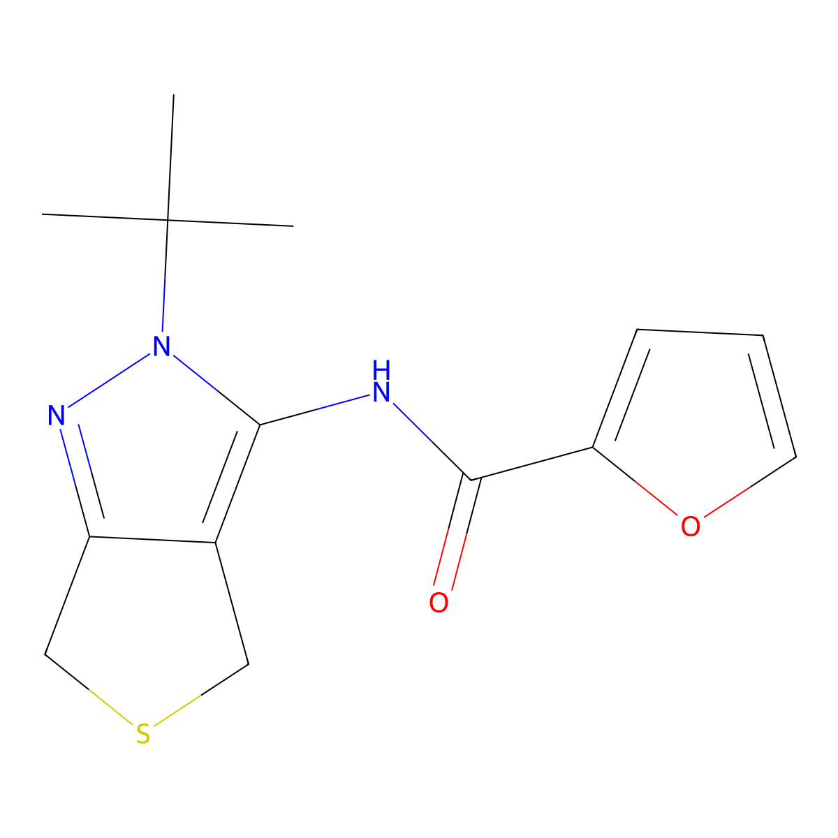 N-(2-tert-butyl-4,6-dihydrothieno[3,4-c]pyrazol-3-yl)furan-2-carboxamide molecular structure, CAS 361169-00-8
