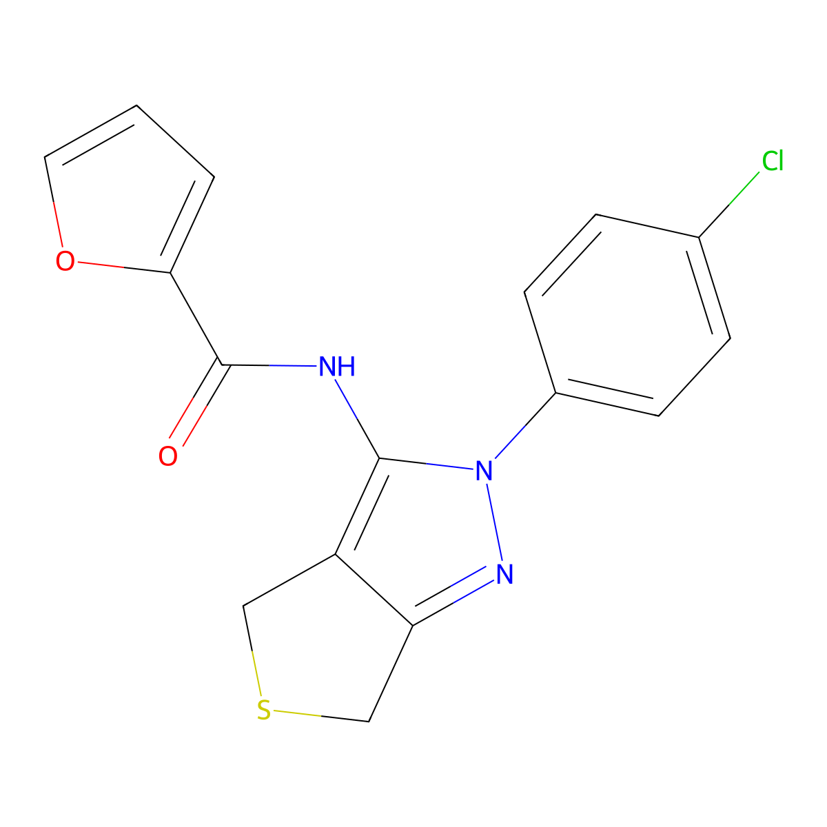 N-(2-(4-chlorophenyl)-4,6-dihydro-2H-thieno[3,4-c]pyrazol-3-yl)furan-2-carboxamide molecular structure, CAS 361169-01-9