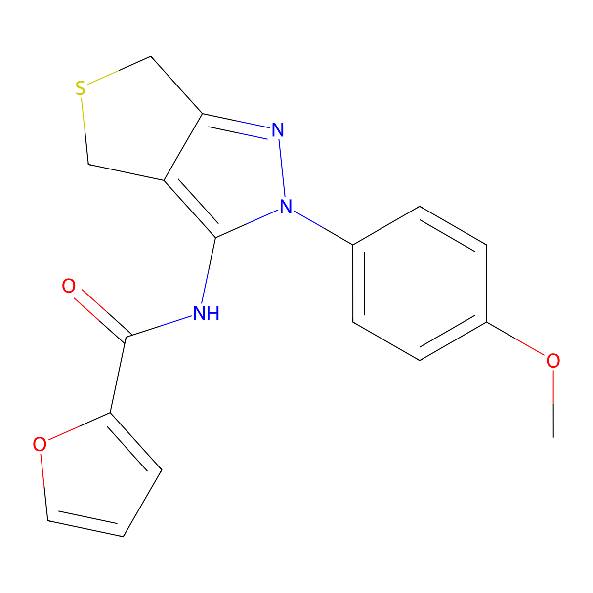N-[2-(4-methoxyphenyl)-4,6-dihydrothieno[3,4-c]pyrazol-3-yl]furan-2-carboxamide molecular structure, CAS 361169-02-0