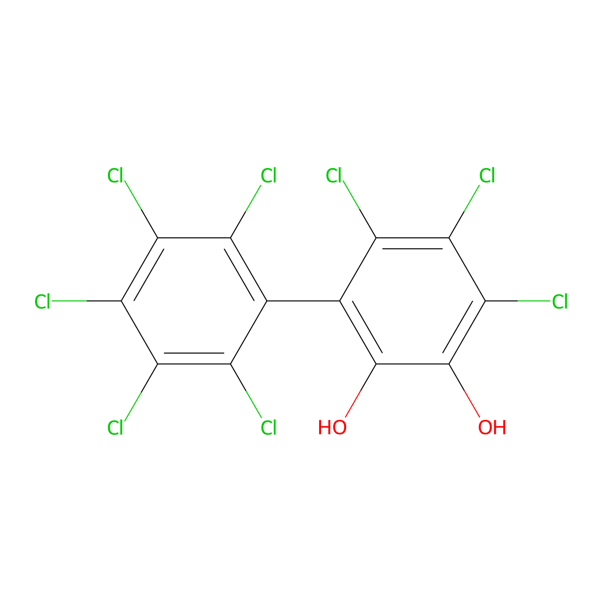 2',3',4,4',5,5',6,6'-Octachloro(1,1'-biphenyl)-2,3-diol molecular structure, CAS 36117-76-7