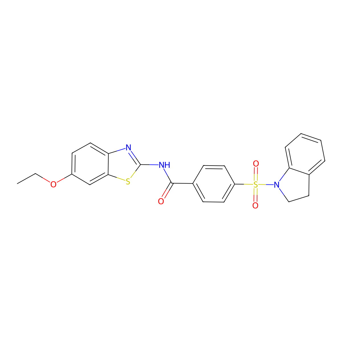N-(6-ethoxybenzo[d]thiazol-2-yl)-4-(indolin-1-ylsulfonyl)benzamide molecular structure, CAS 361170-44-7