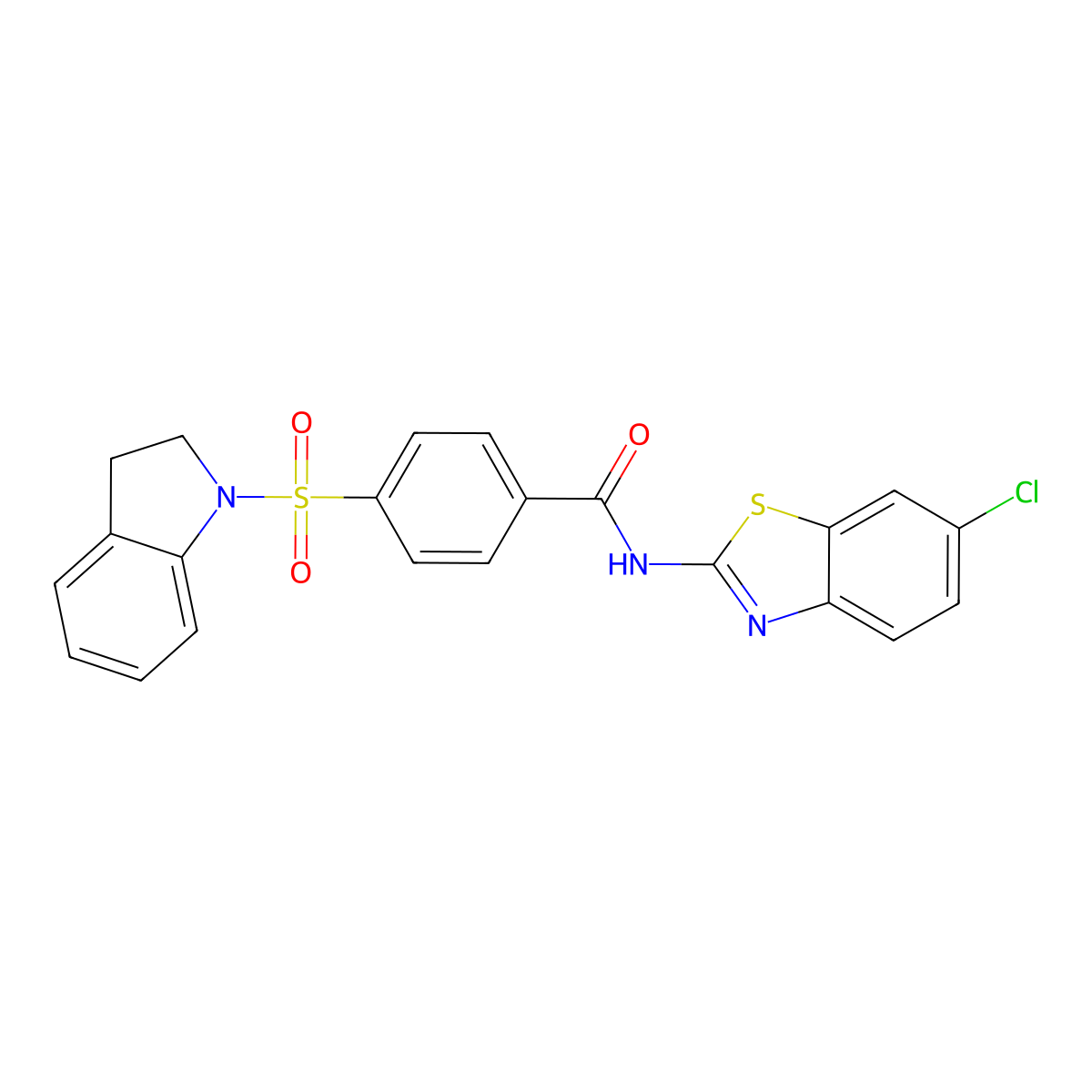 N-(6-chlorobenzo[d]thiazol-2-yl)-4-(indolin-1-ylsulfonyl)benzamide molecular structure, CAS 361170-45-8