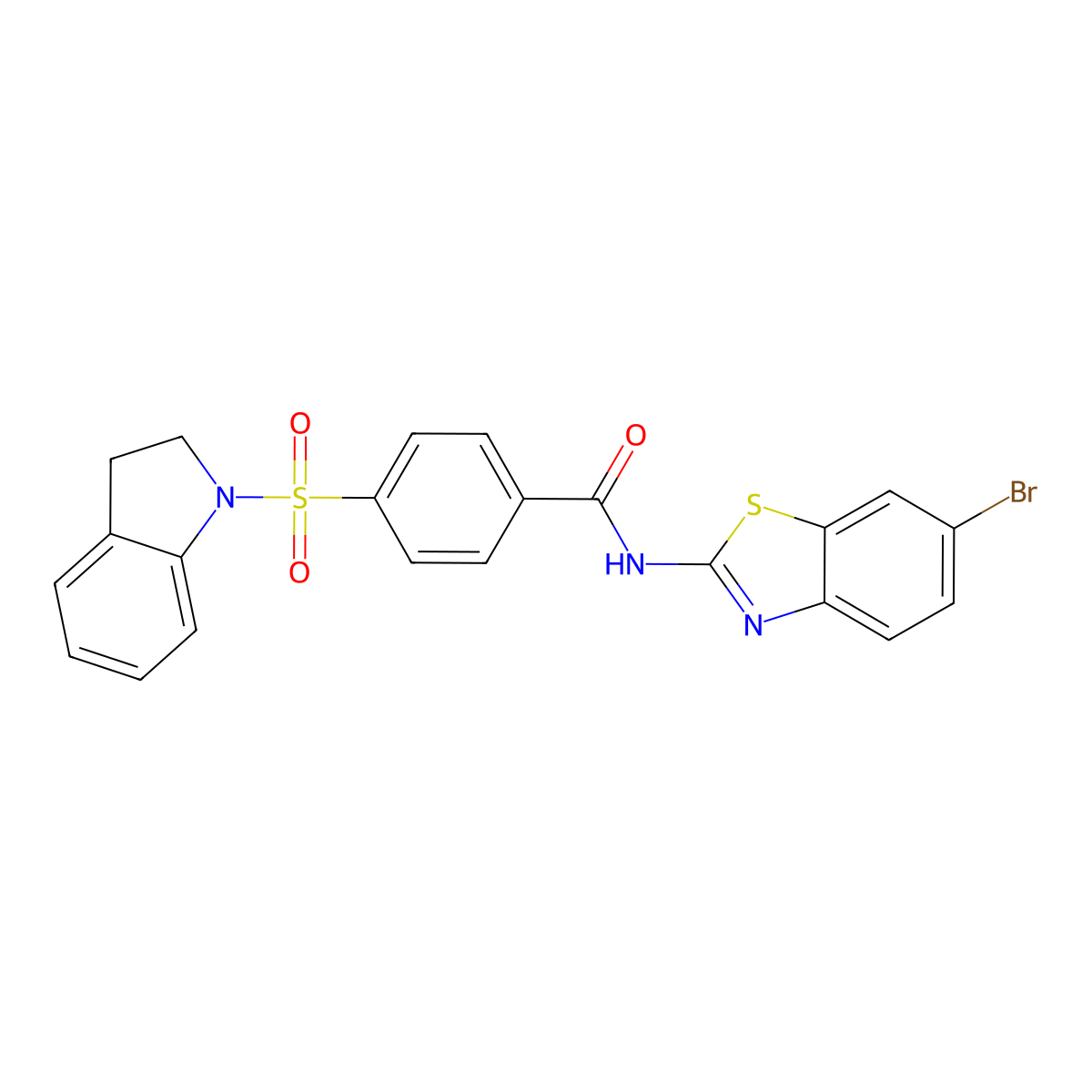 N-(6-bromobenzo[d]thiazol-2-yl)-4-(indolin-1-ylsulfonyl)benzamide molecular structure, CAS 361170-46-9