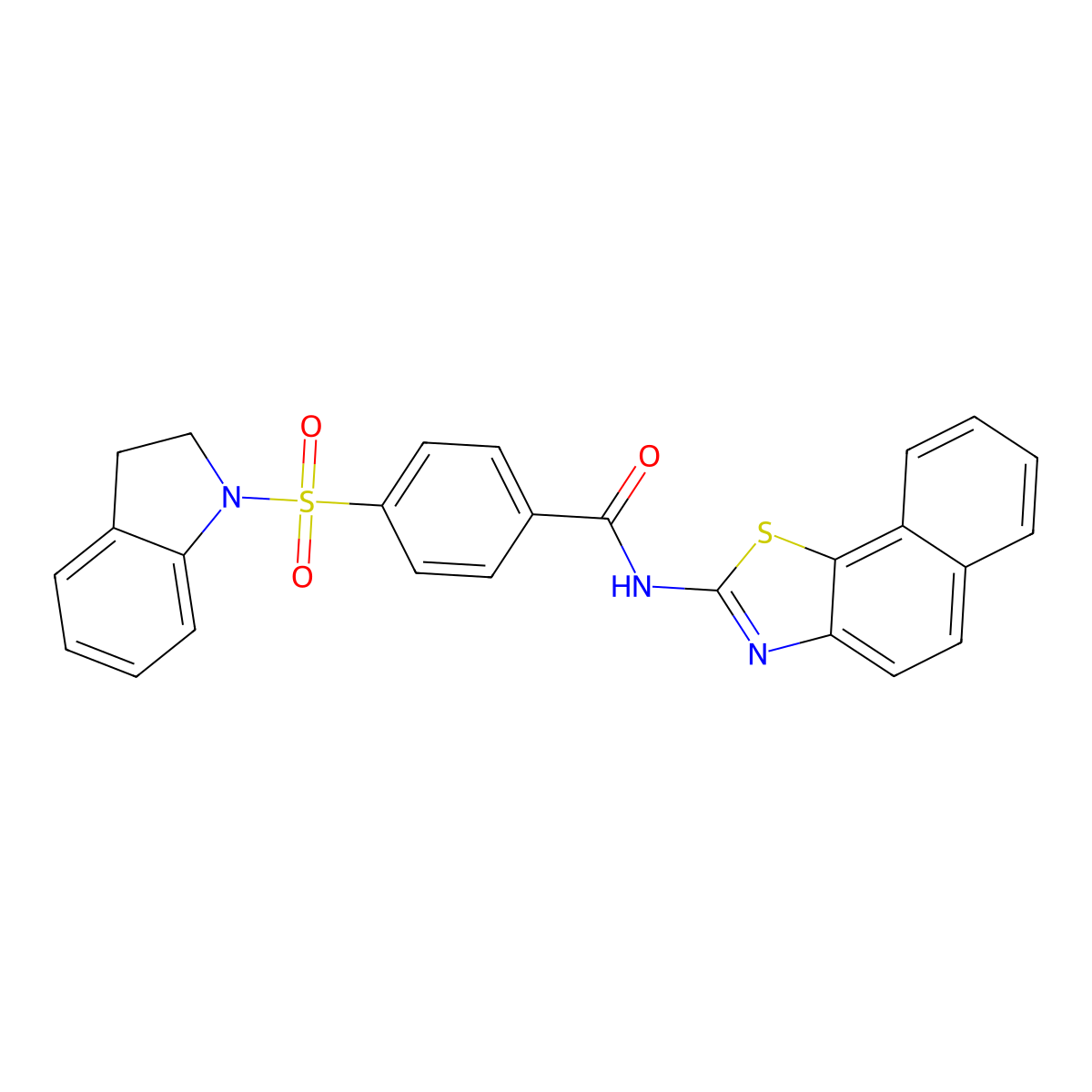 4-(indolin-1-ylsulfonyl)-N-(naphtho[2,1-d]thiazol-2-yl)benzamide molecular structure, CAS 361170-49-2