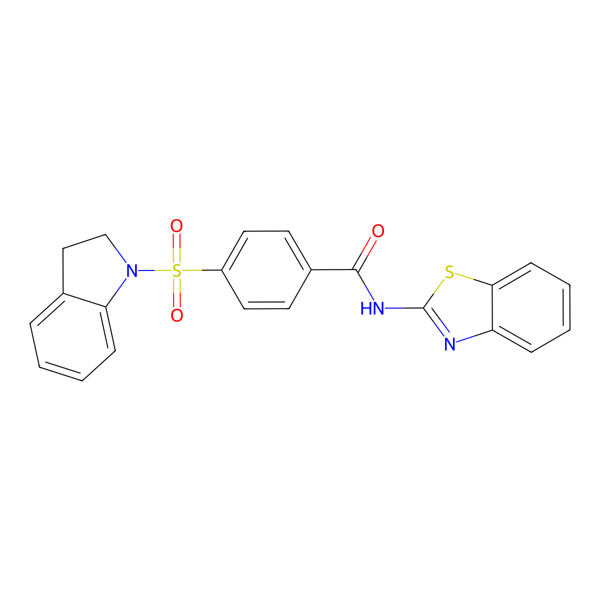 N-(benzo[d]thiazol-2-yl)-4-(indolin-1-ylsulfonyl)benzamide molecular structure, CAS 361170-52-7
