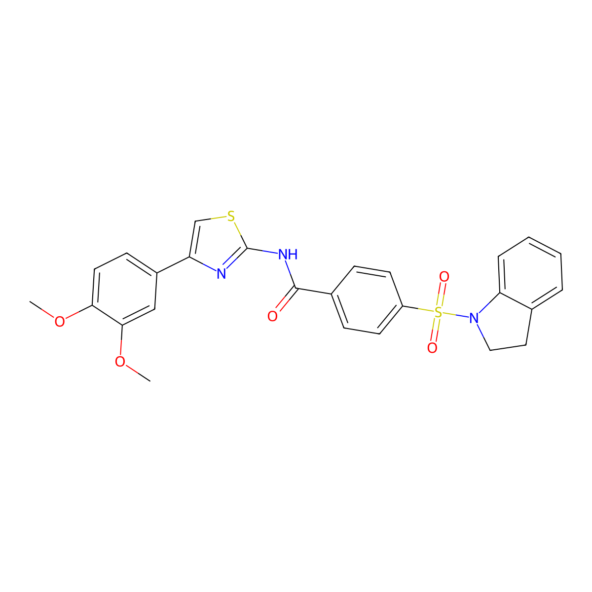 4-(2,3-dihydroindol-1-ylsulfonyl)-N-[4-(3,4-dimethoxyphenyl)-1,3-thiazol-2-yl]benzamide molecular structure, CAS 361170-62-9
