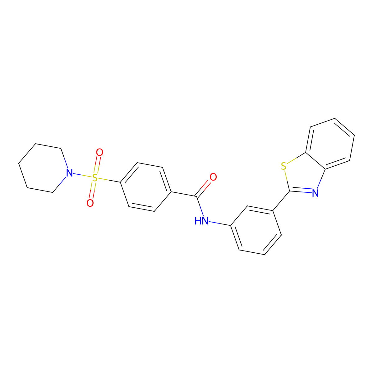 N-(3-(benzo[d]thiazol-2-yl)phenyl)-4-(piperidin-1-ylsulfonyl)benzamide molecular structure, CAS 361170-68-5