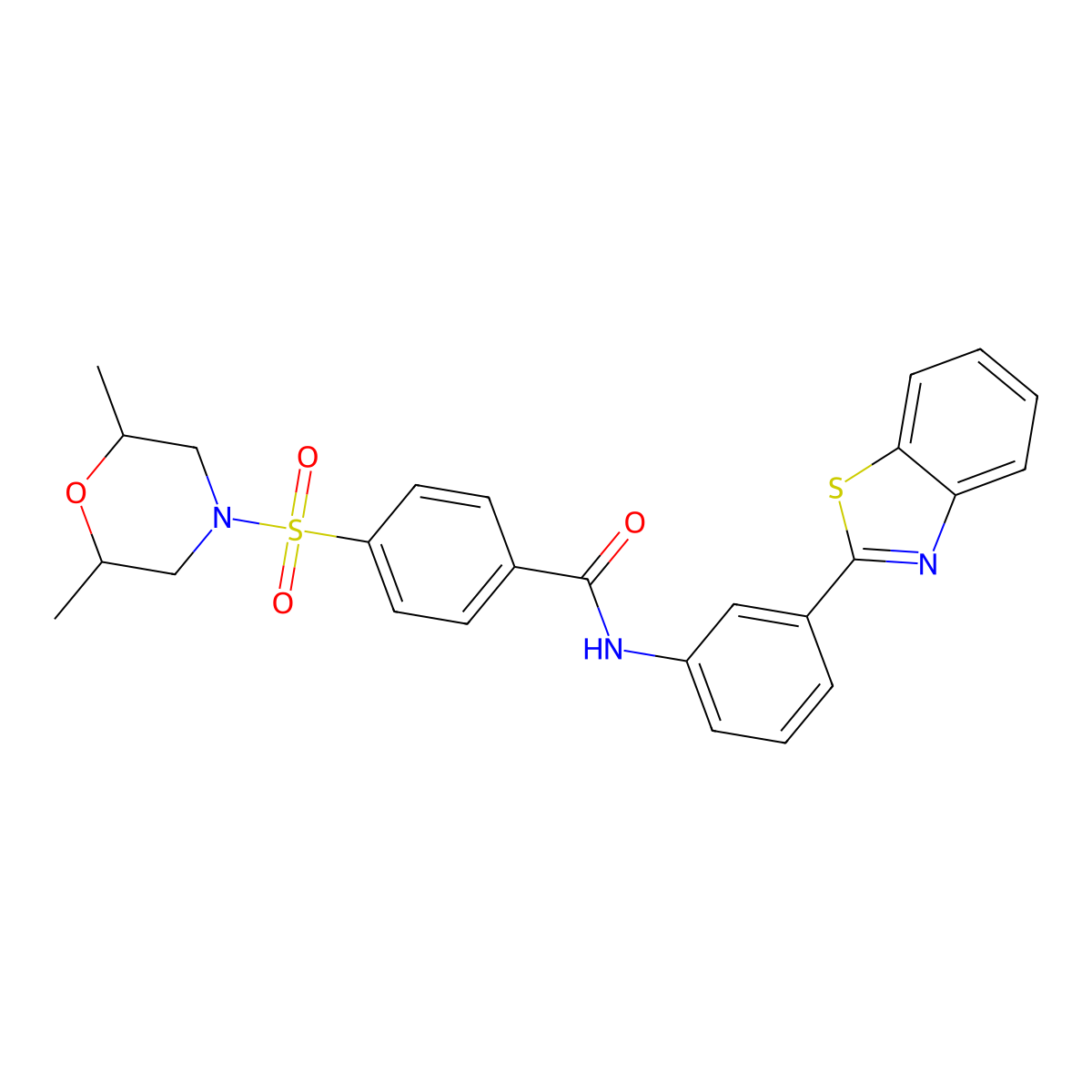 N-(3-(benzo[d]thiazol-2-yl)phenyl)-4-((2,6-dimethylmorpholino)sulfonyl)benzamide molecular structure, CAS 361170-70-9