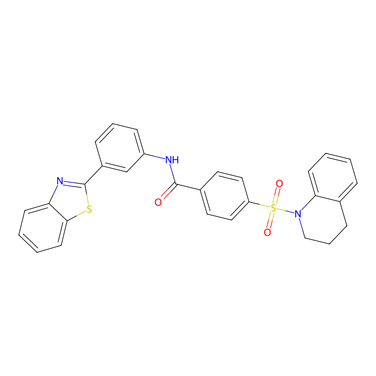 N-(3-(benzo[d]thiazol-2-yl)phenyl)-4-((3,4-dihydroquinolin-1(2H)-yl)sulfonyl)benzamide molecular structure, CAS 361170-71-0