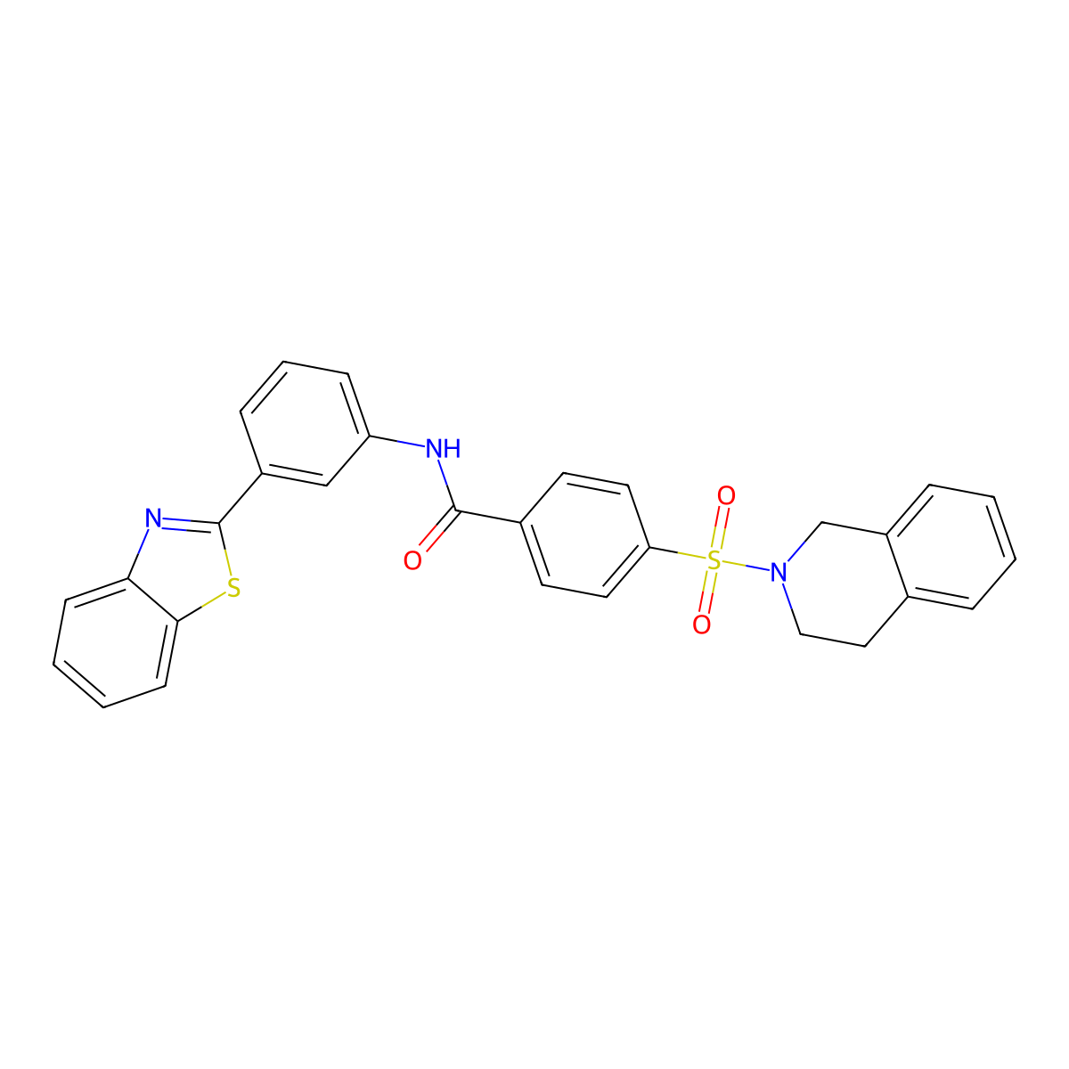 N-(3-(benzo[d]thiazol-2-yl)phenyl)-4-((3,4-dihydroisoquinolin-2(1H)-yl)sulfonyl)benzamide molecular structure, CAS 361170-73-2