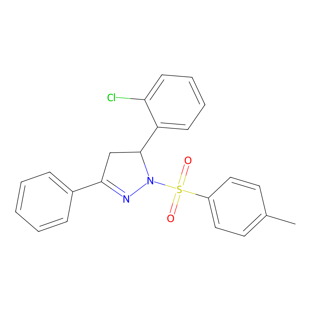 5-(2-chlorophenyl)-3-phenyl-1-tosyl-4,5-dihydro-1H-pyrazole molecular structure, CAS 361170-76-5