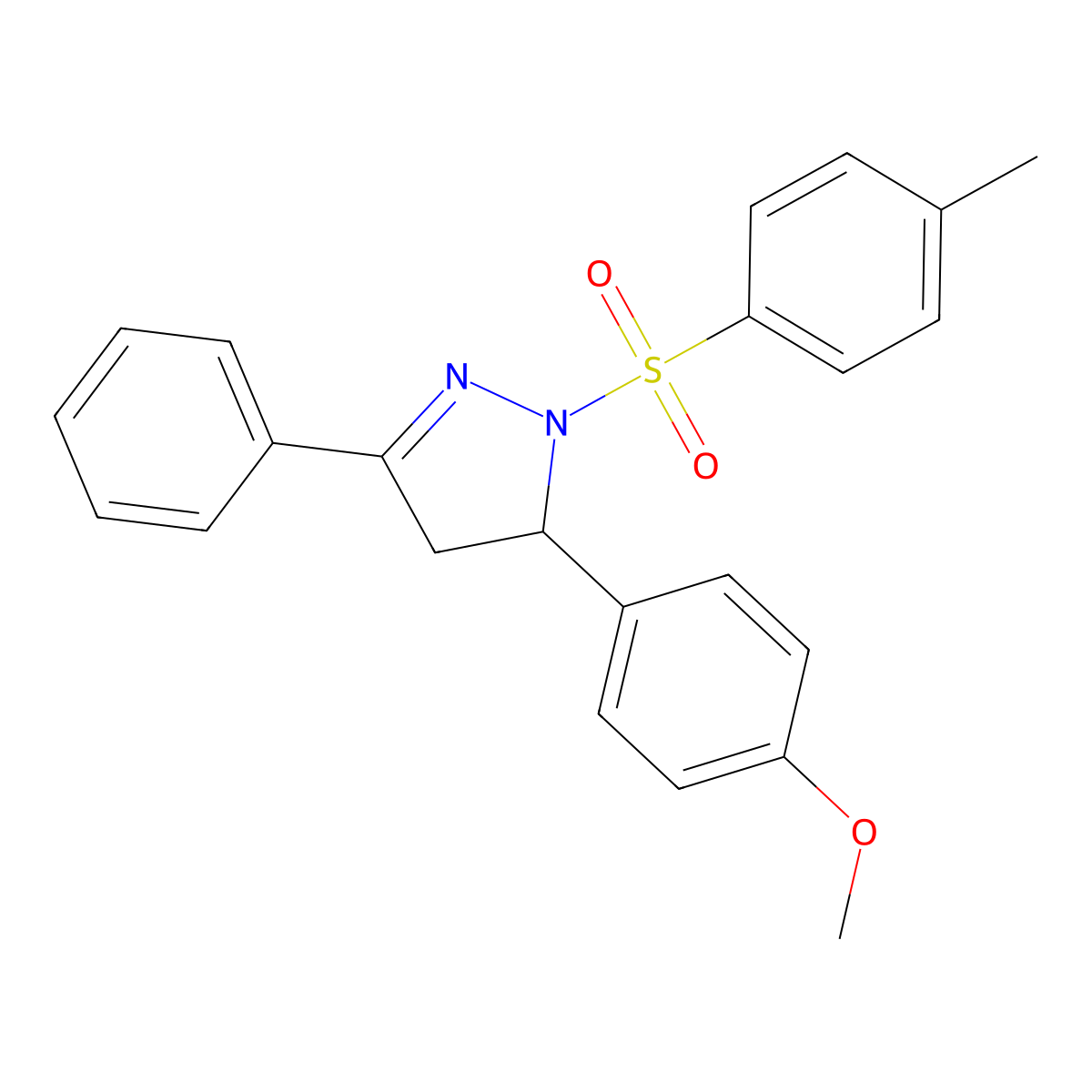 5-(4-methoxyphenyl)-3-phenyl-1-tosyl-4,5-dihydro-1H-pyrazole molecular structure, CAS 361170-78-7