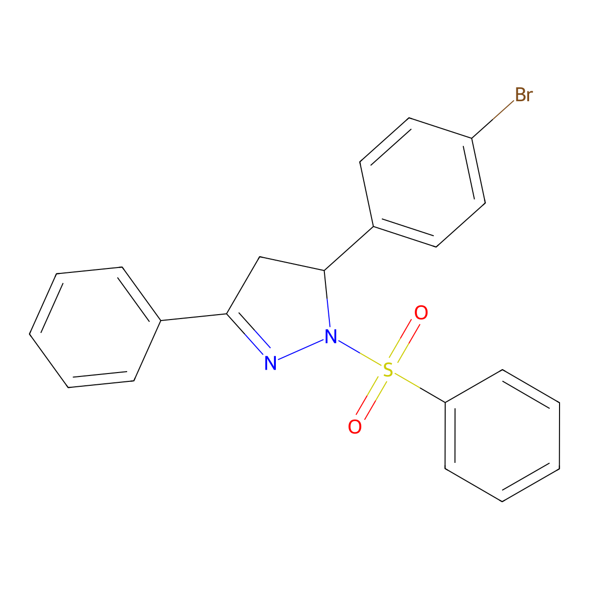 5-(4-Bromophenyl)-3-phenyl-1-(phenylsulfonyl)-2-pyrazoline molecular structure, CAS 361170-80-1
