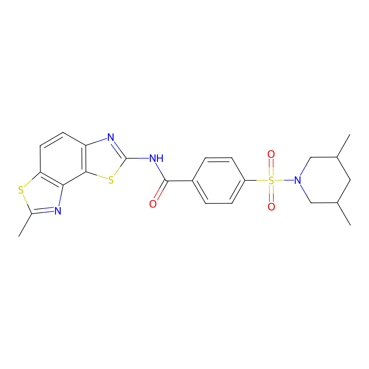 4-(3,5-dimethylpiperidin-1-yl)sulfonyl-N-(7-methyl-[1,3]thiazolo[5,4-e][1,3]benzothiazol-2-yl)benzamide molecular structure, CAS 361170-93-6