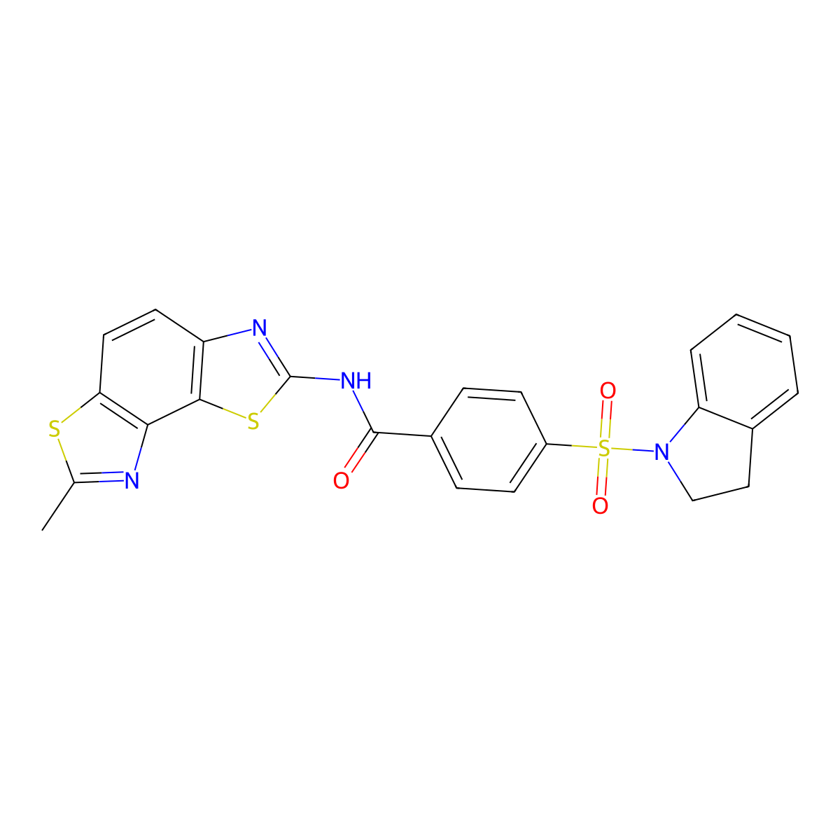 4-(2,3-dihydroindol-1-ylsulfonyl)-N-(7-methyl-[1,3]thiazolo[5,4-e][1,3]benzothiazol-2-yl)benzamide molecular structure, CAS 361170-96-9