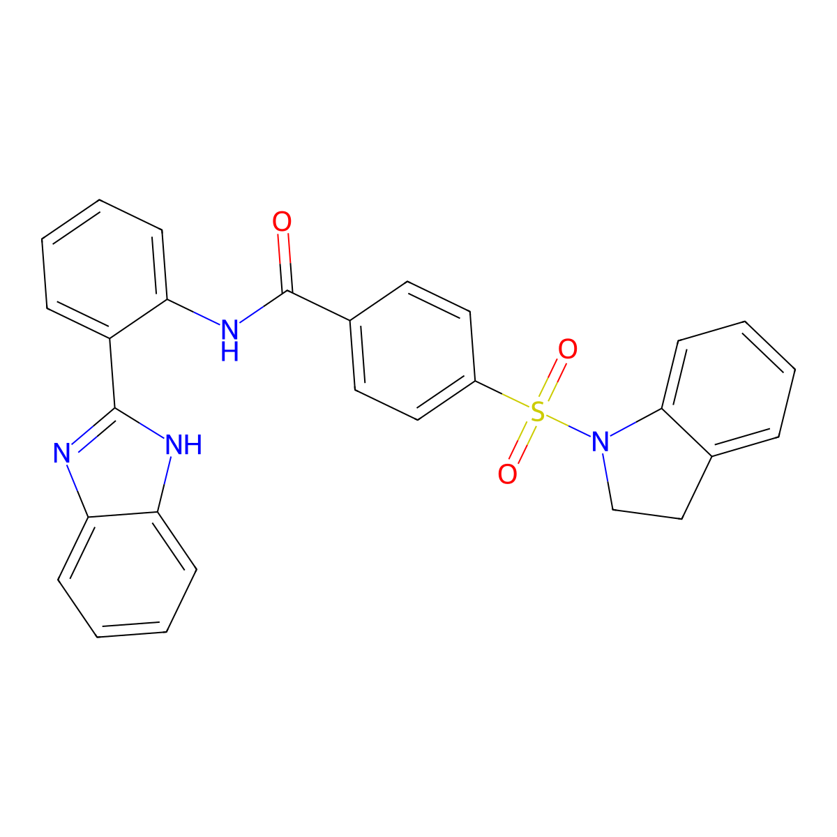 N-(2-(1H-benzo[d]imidazol-2-yl)phenyl)-4-(indolin-1-ylsulfonyl)benzamide molecular structure, CAS 361171-01-9