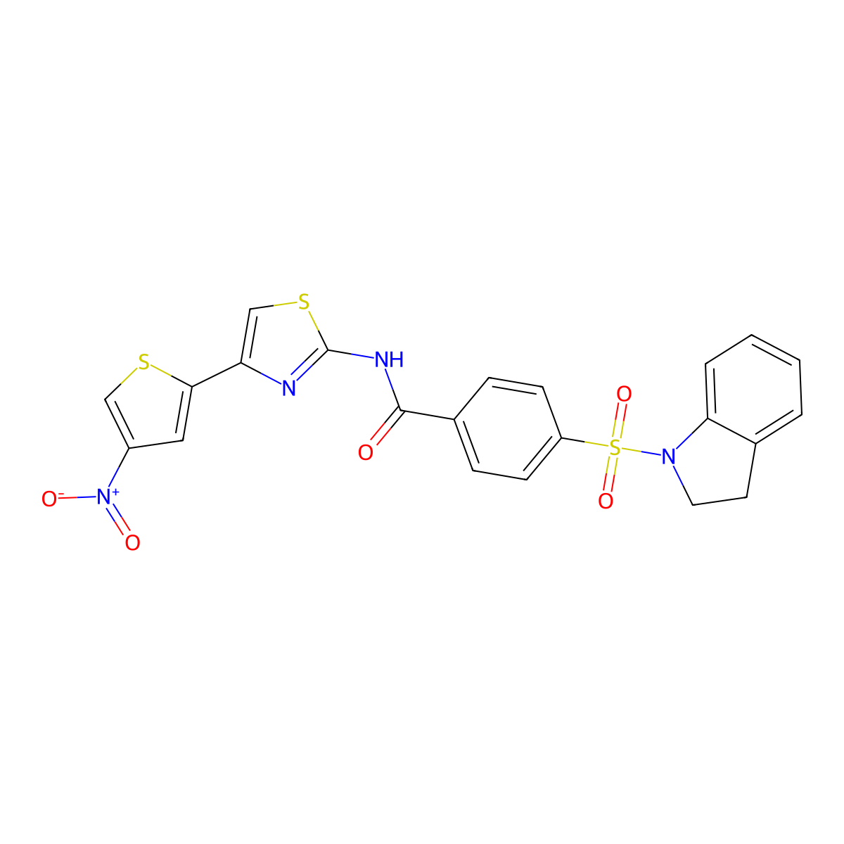 4-(2,3-dihydroindol-1-ylsulfonyl)-N-[4-(4-nitrothiophen-2-yl)-1,3-thiazol-2-yl]benzamide molecular structure, CAS 361171-03-1
