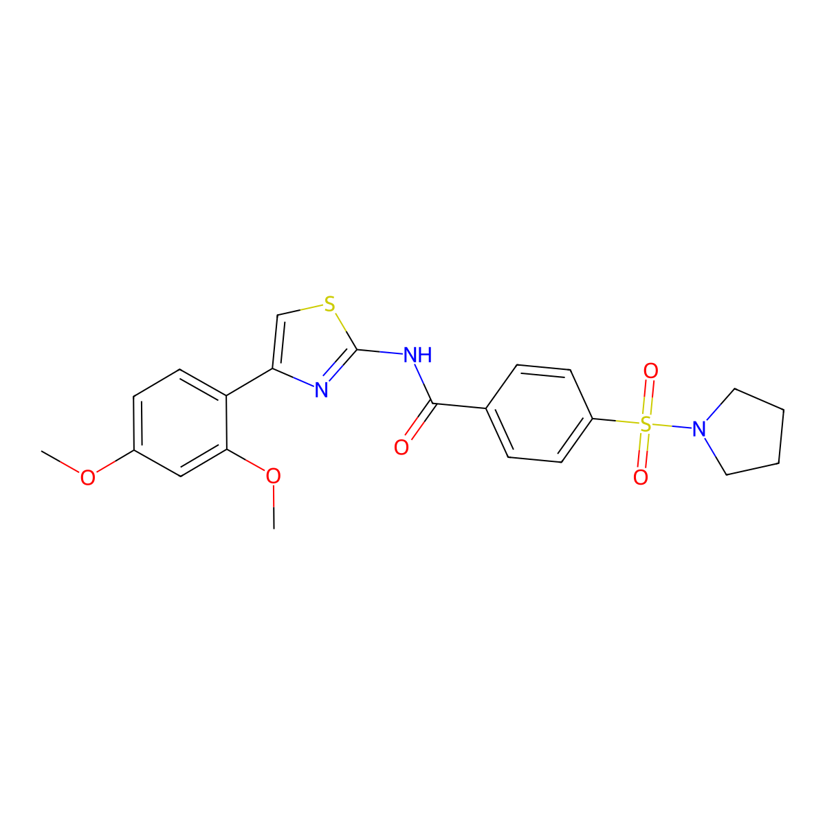 N-(4-(2,4-dimethoxyphenyl)thiazol-2-yl)-4-(pyrrolidin-1-ylsulfonyl)benzamide molecular structure, CAS 361171-05-3