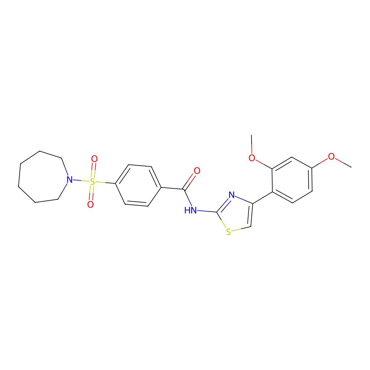 4-(azepan-1-ylsulfonyl)-N-[4-(2,4-dimethoxyphenyl)-1,3-thiazol-2-yl]benzamide molecular structure, CAS 361171-07-5