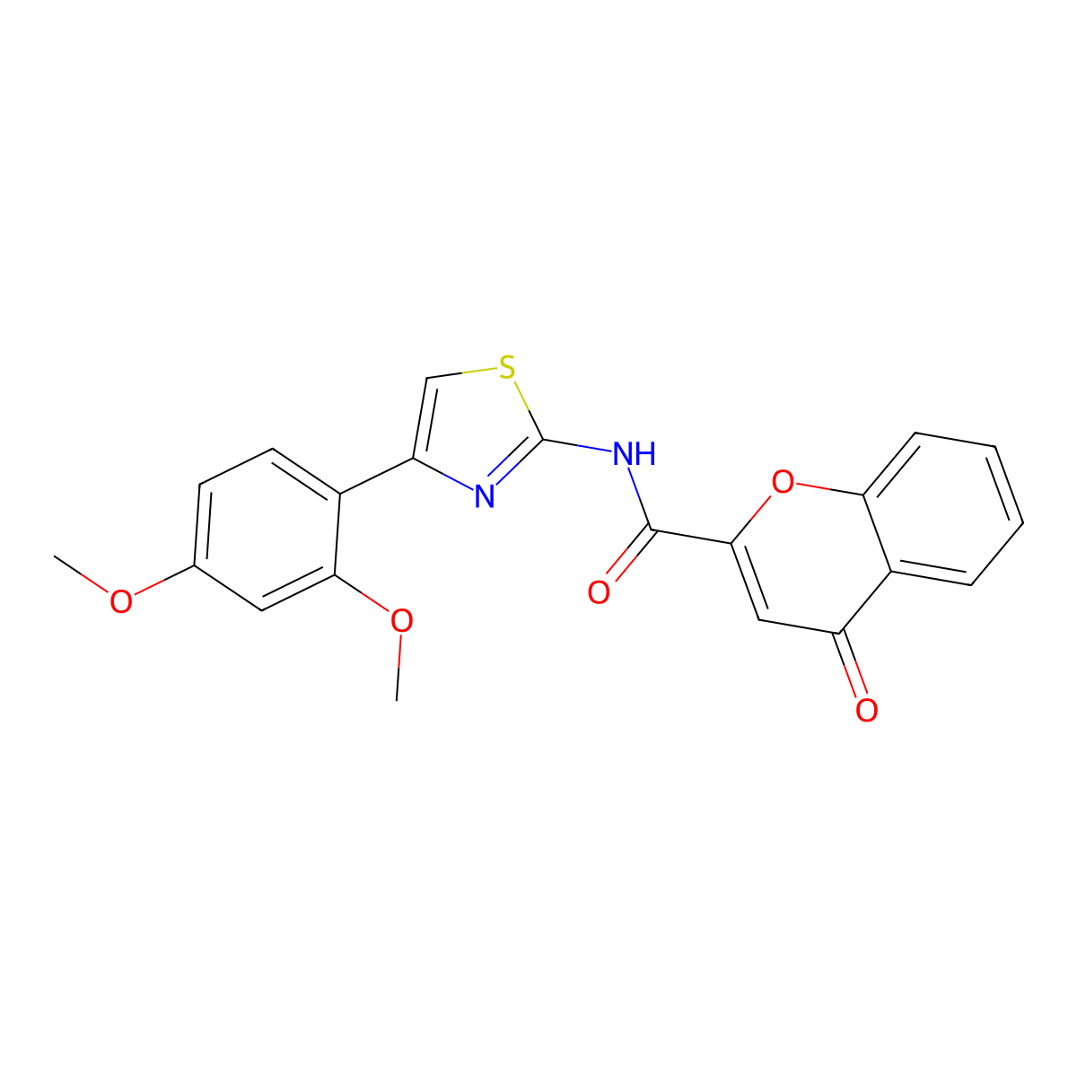 N-(4-(2,4-dimethoxyphenyl)thiazol-2-yl)-4-oxo-4H-chromene-2-carboxamide molecular structure, CAS 361171-10-0