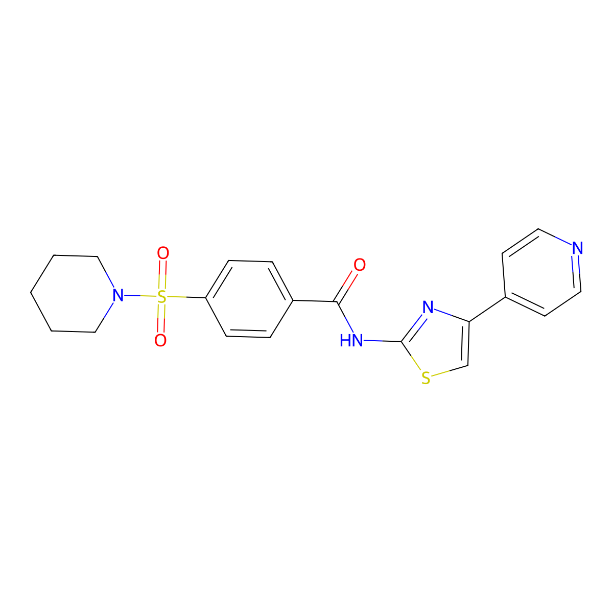 4-(piperidin-1-ylsulfonyl)-N-(4-(pyridin-4-yl)thiazol-2-yl)benzamide molecular structure, CAS 361171-12-2