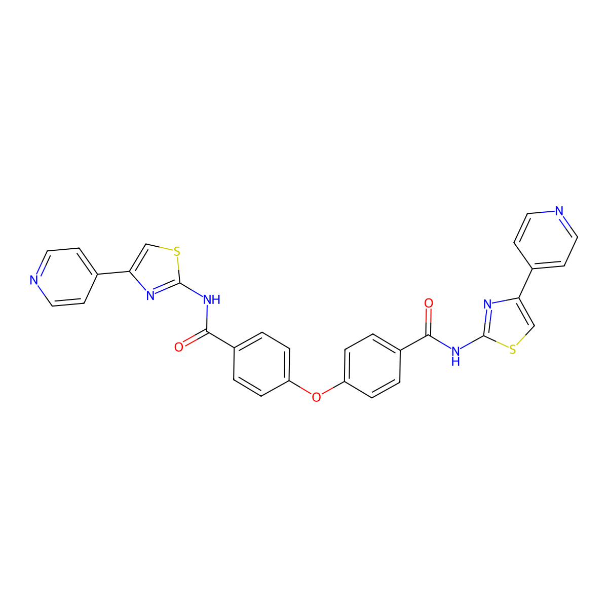 N-(4-pyridin-4-yl-1,3-thiazol-2-yl)-4-[4-[(4-pyridin-4-yl-1,3-thiazol-2-yl)carbamoyl]phenoxy]benzamide molecular structure, CAS 361171-17-7