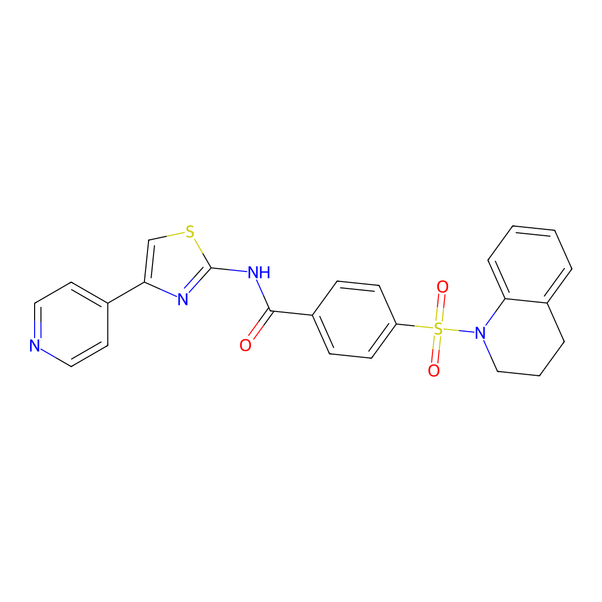 4-(3,4-dihydro-2H-quinolin-1-ylsulfonyl)-N-(4-pyridin-4-yl-1,3-thiazol-2-yl)benzamide molecular structure, CAS 361171-18-8