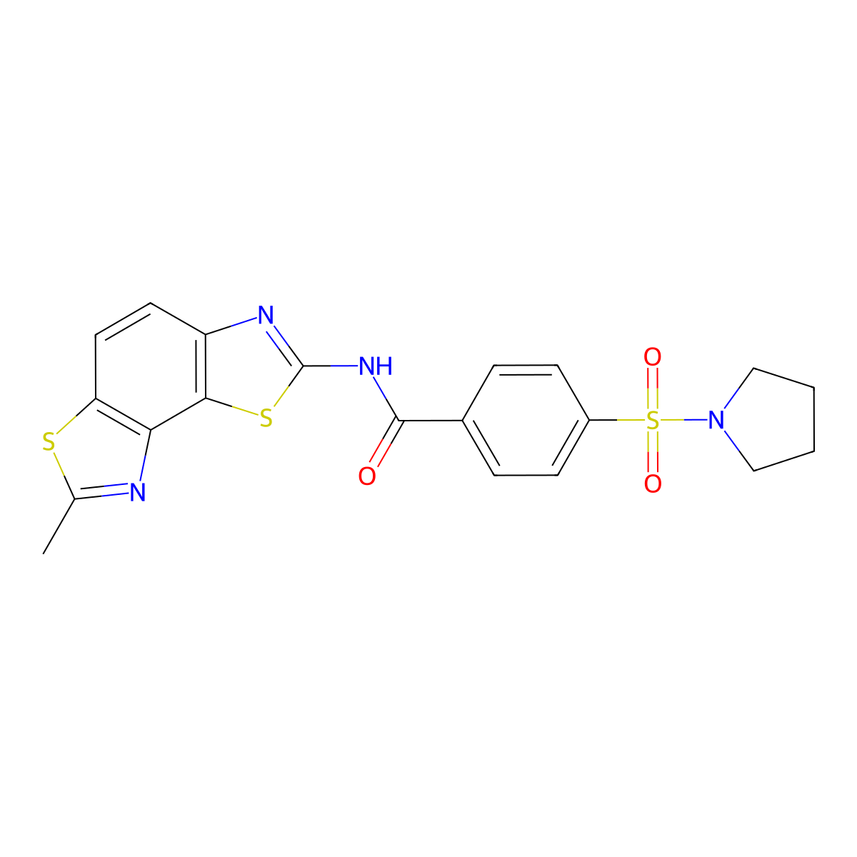 N-(7-methyl-[1,3]thiazolo[5,4-e][1,3]benzothiazol-2-yl)-4-pyrrolidin-1-ylsulfonylbenzamide molecular structure, CAS 361171-23-5