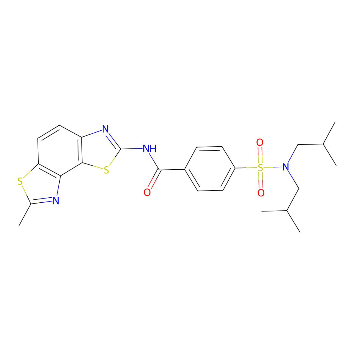 4-[bis(2-methylpropyl)sulfamoyl]-N-(7-methyl-[1,3]thiazolo[5,4-e][1,3]benzothiazol-2-yl)benzamide molecular structure, CAS 361171-28-0
