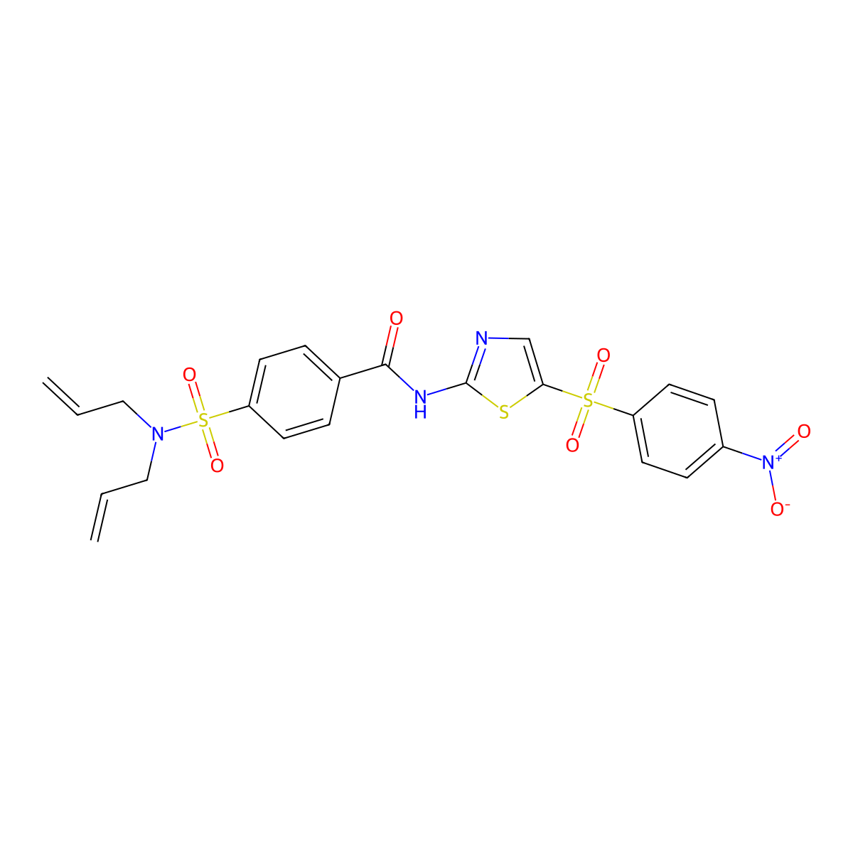 4-(N,N-diallylsulfamoyl)-N-(5-((4-nitrophenyl)sulfonyl)thiazol-2-yl)benzamide molecular structure, CAS 361171-29-1