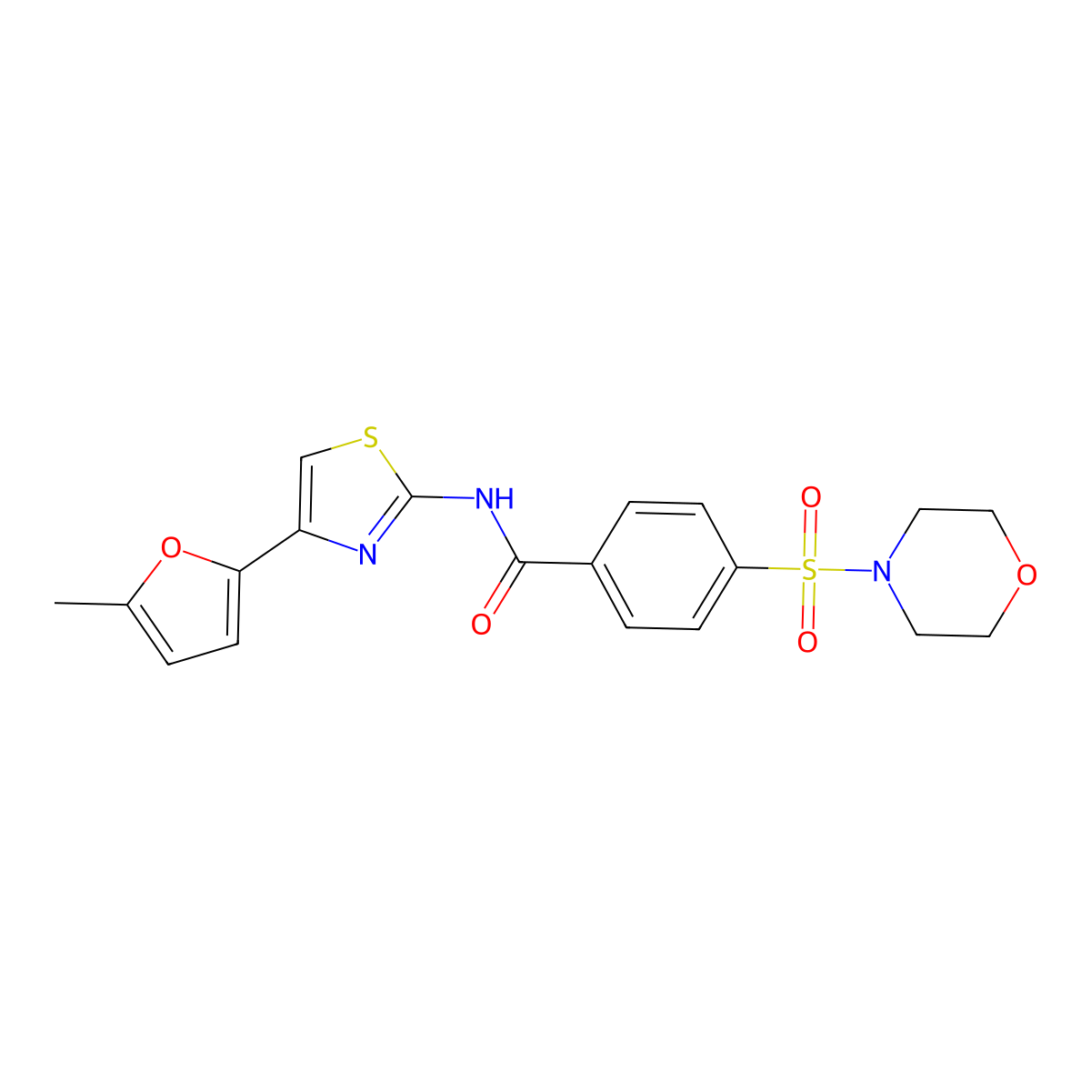 N-[4-(5-methylfuran-2-yl)-1,3-thiazol-2-yl]-4-(morpholine-4-sulfonyl)benzamide molecular structure, CAS 361171-36-0
