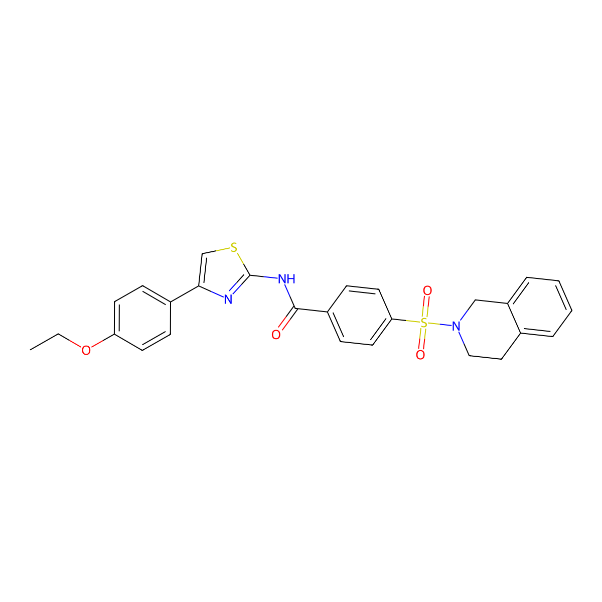 4-((3,4-dihydroisoquinolin-2(1H)-yl)sulfonyl)-N-(4-(4-ethoxyphenyl)thiazol-2-yl)benzamide molecular structure, CAS 361171-47-3