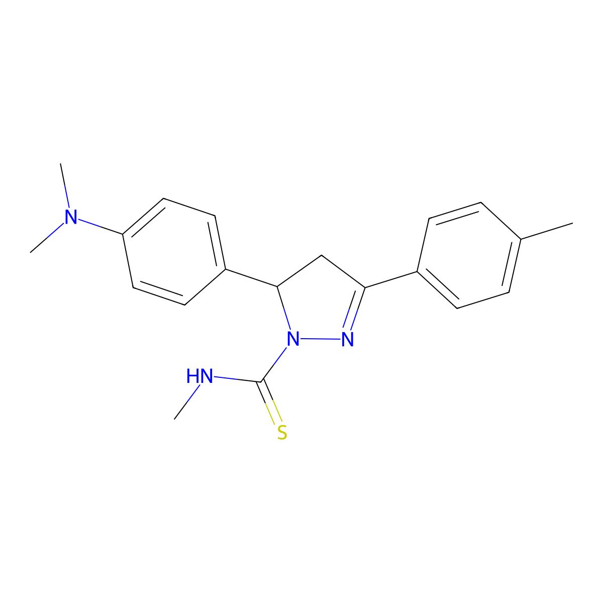 3-[4-(dimethylamino)phenyl]-N-methyl-5-(4-methylphenyl)-3,4-dihydropyrazole-2-carbothioamide molecular structure, CAS 361171-58-6