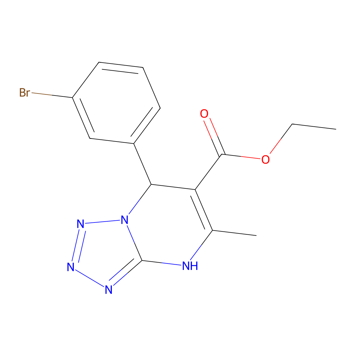 Ethyl 7-(3-bromophenyl)-5-methyl-4,7-dihydrotetrazolo[1,5-a]pyrimidine-6-carboxylate molecular structure, CAS 361171-73-5