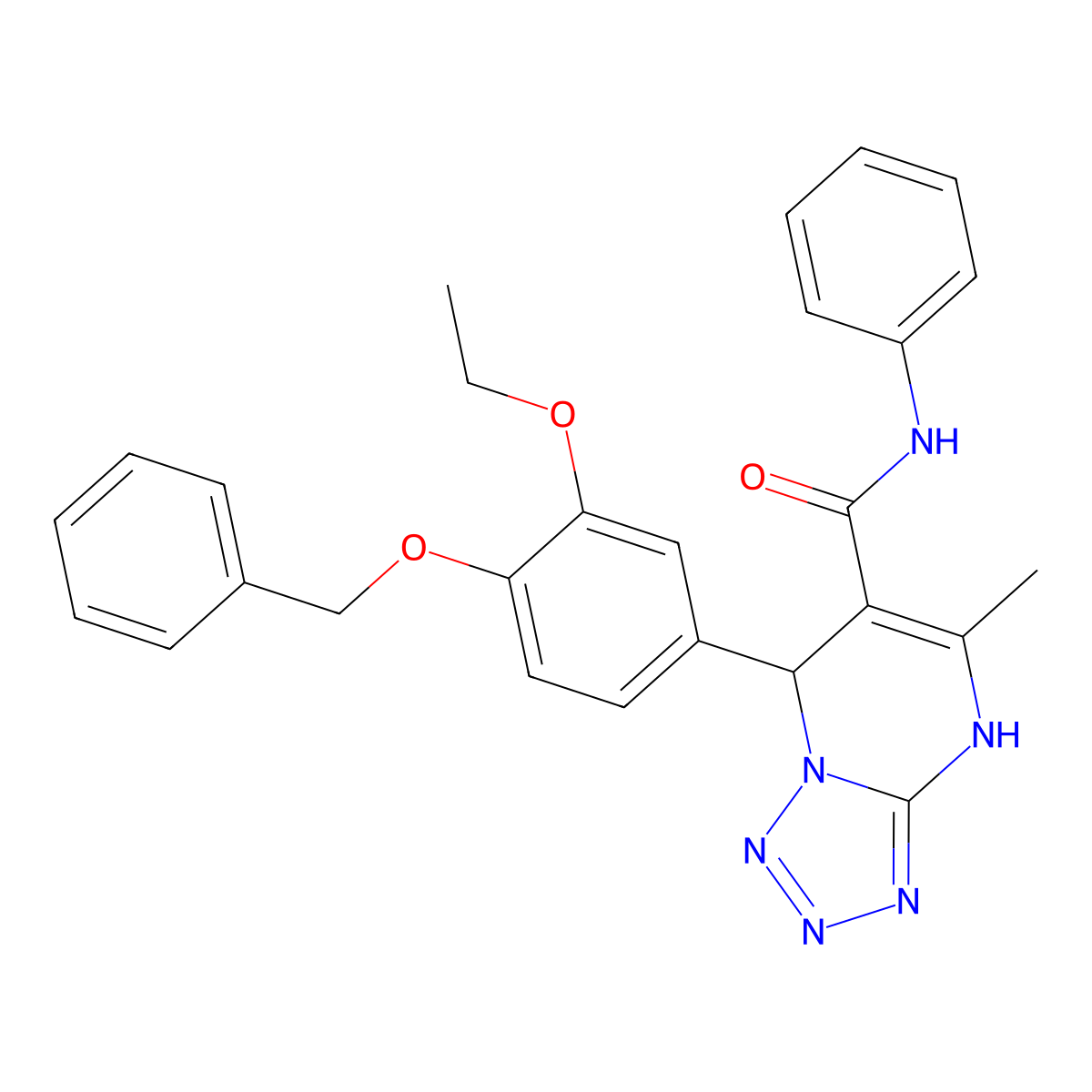 7-(4-(benzyloxy)-3-ethoxyphenyl)-5-methyl-N-phenyl-4,7-dihydrotetrazolo[1,5-a]pyrimidine-6-carboxamide molecular structure, CAS 361171-79-1