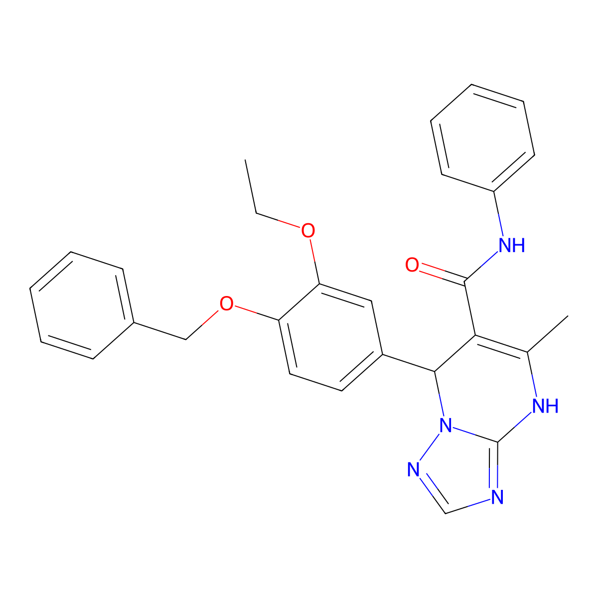 7-[4-(benzyloxy)-3-ethoxyphenyl]-5-methyl-N-phenyl-4,7-dihydro[1,2,4]triazolo[1,5-a]pyrimidine-6-carboxamide molecular structure, CAS 361171-82-6