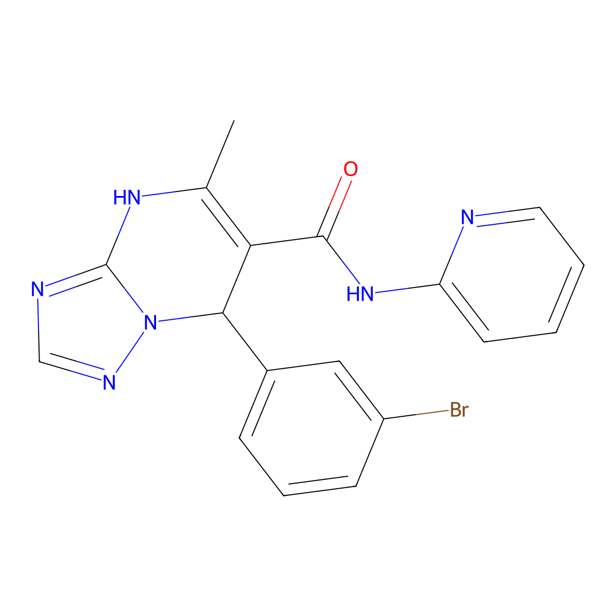 7-(3-bromophenyl)-5-methyl-N-(2-pyridinyl)-4,7-dihydro[1,2,4]triazolo[1,5-a]pyrimidine-6-carboxamide molecular structure, CAS 361171-85-9