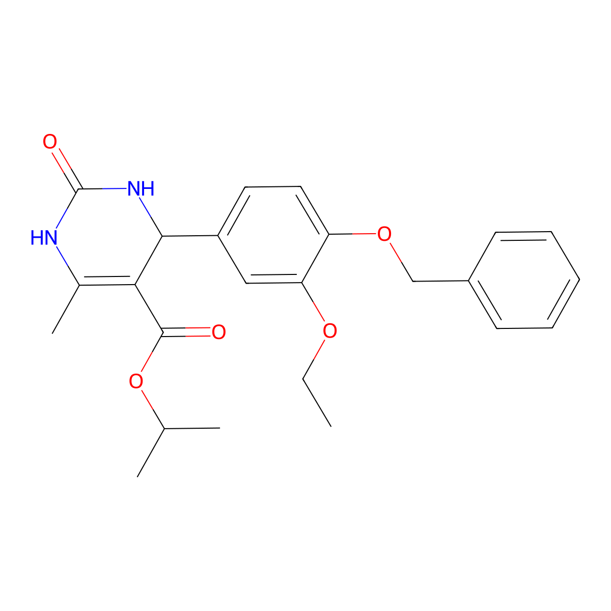 Isopropyl 4-(4-(benzyloxy)-3-ethoxyphenyl)-6-methyl-2-oxo-1,2,3,4-tetrahydropyrimidine-5-carboxylate molecular structure, CAS 361171-89-3