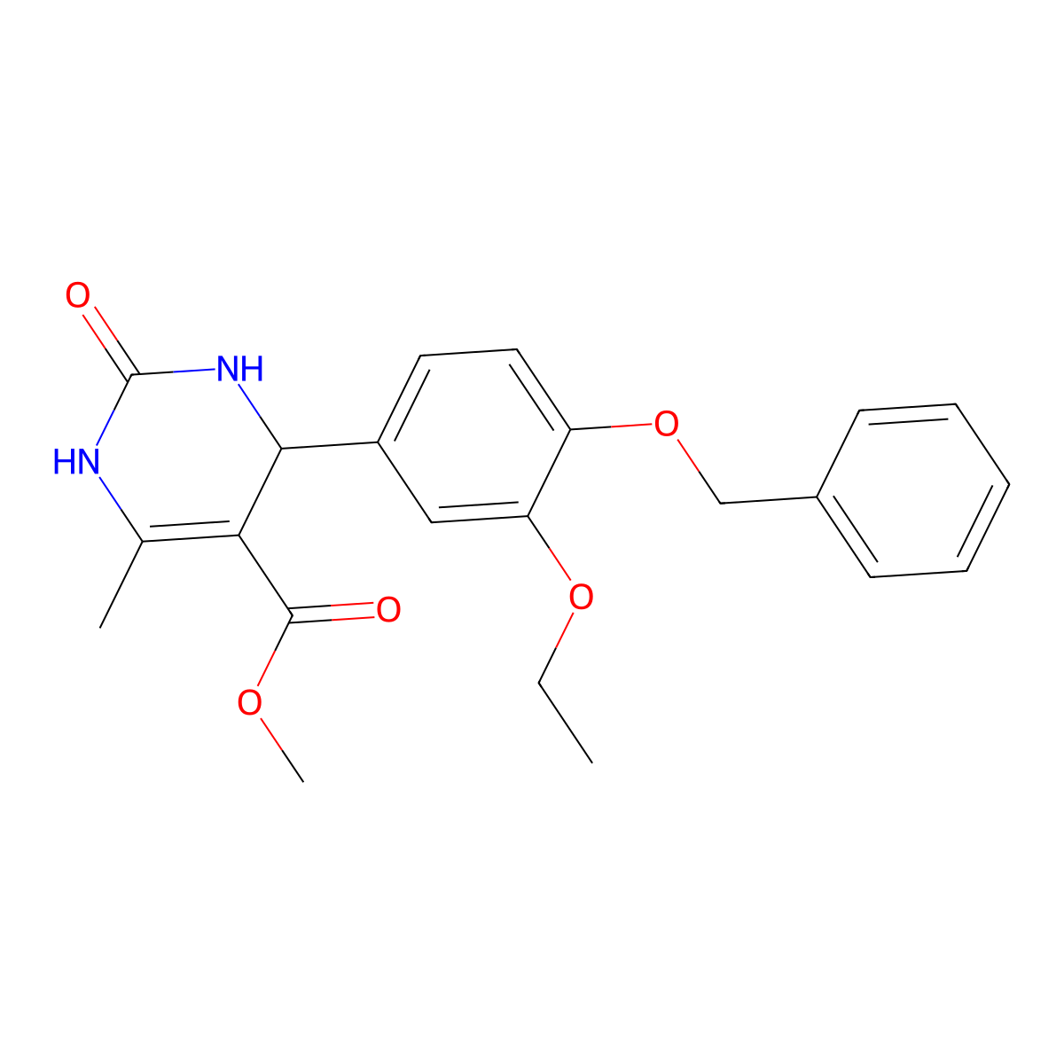 Methyl 4-(4-(benzyloxy)-3-ethoxyphenyl)-6-methyl-2-oxo-1,2,3,4-tetrahydropyrimidine-5-carboxylate molecular structure, CAS 361171-90-6