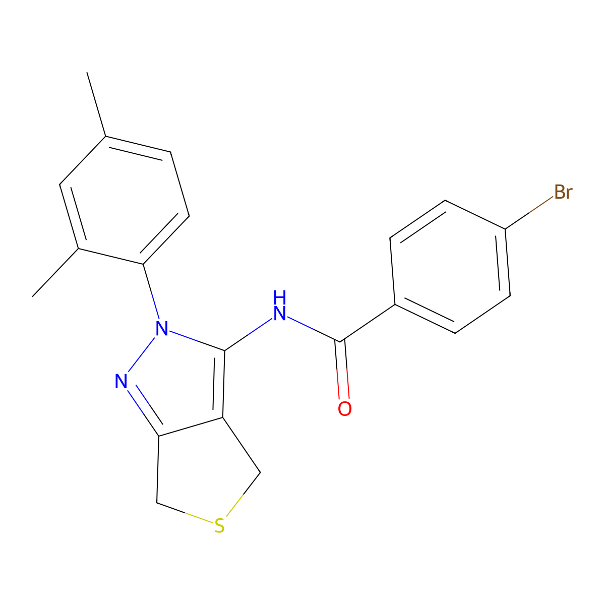 4-bromo-N-(2-(2,4-dimethylphenyl)-4,6-dihydro-2H-thieno[3,4-c]pyrazol-3-yl)benzamide molecular structure, CAS 361171-97-3