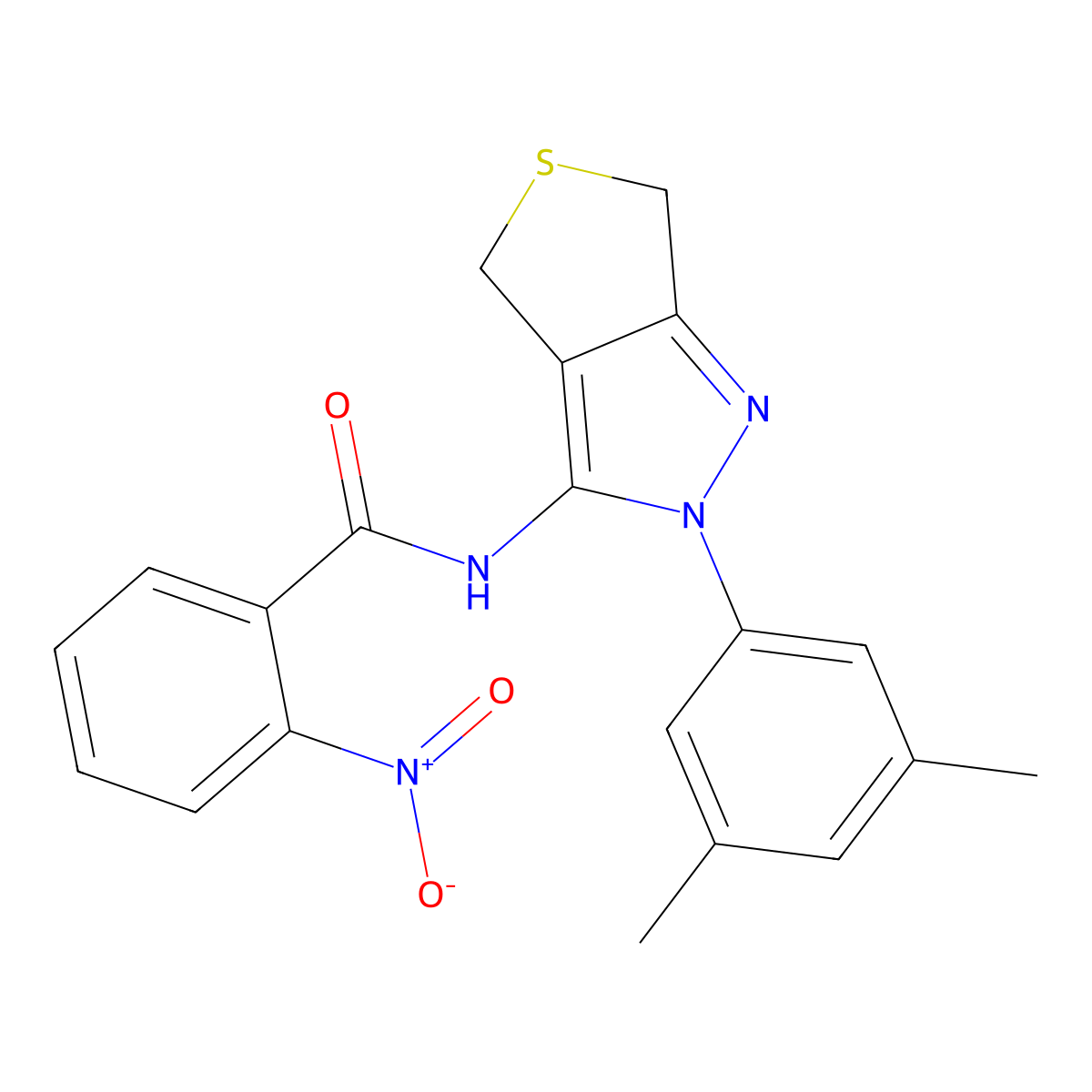 N-(2-(3,5-dimethylphenyl)-4,6-dihydro-2H-thieno[3,4-c]pyrazol-3-yl)-2-nitrobenzamide molecular structure, CAS 361171-98-4