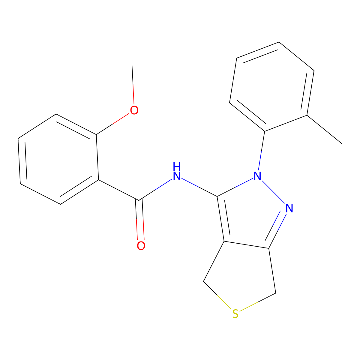 2-methoxy-N-(2-(o-tolyl)-4,6-dihydro-2H-thieno[3,4-c]pyrazol-3-yl)benzamide molecular structure, CAS 361171-99-5
