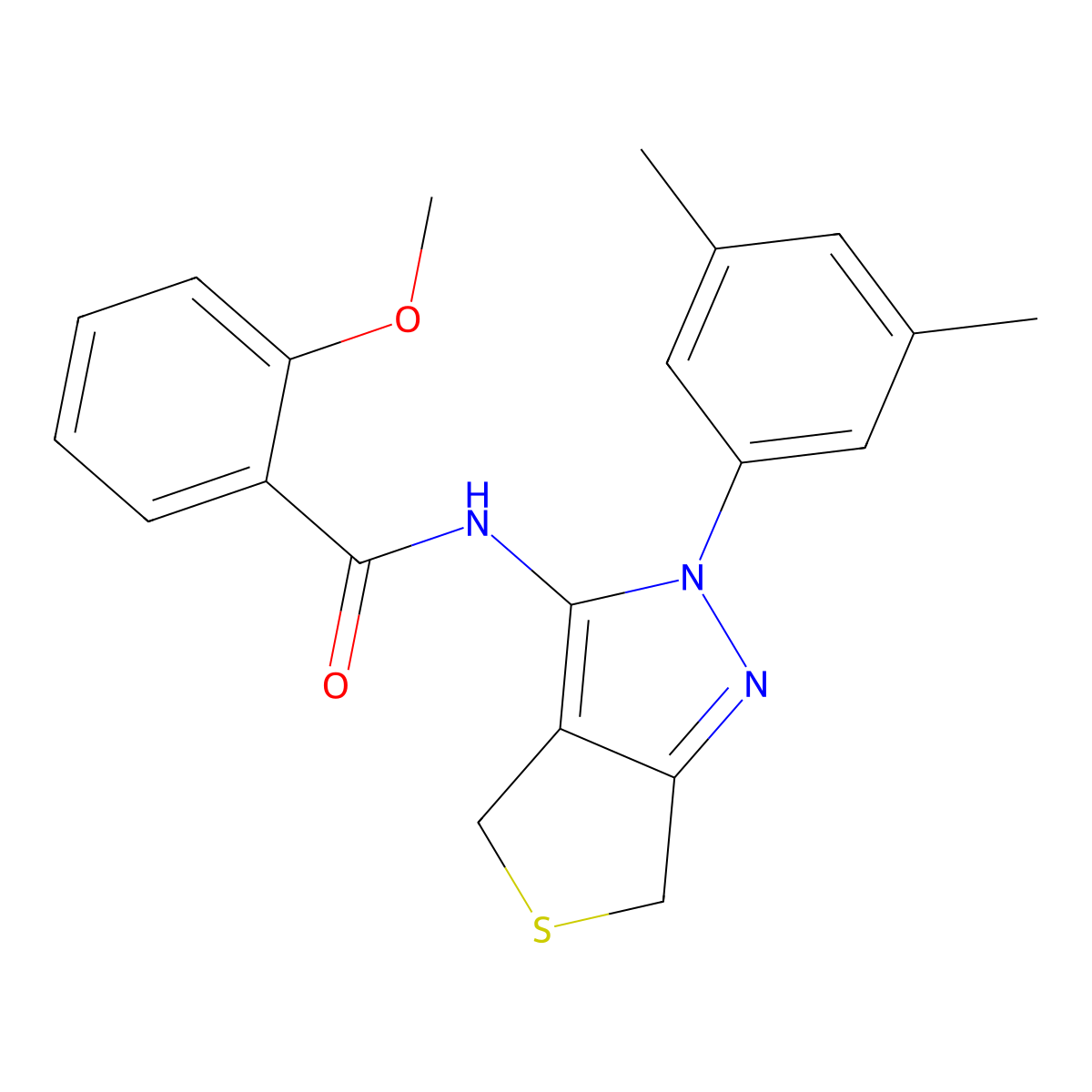 N-[2-(3,5-dimethylphenyl)-4,6-dihydrothieno[3,4-c]pyrazol-3-yl]-2-methoxybenzamide molecular structure, CAS 361172-00-1