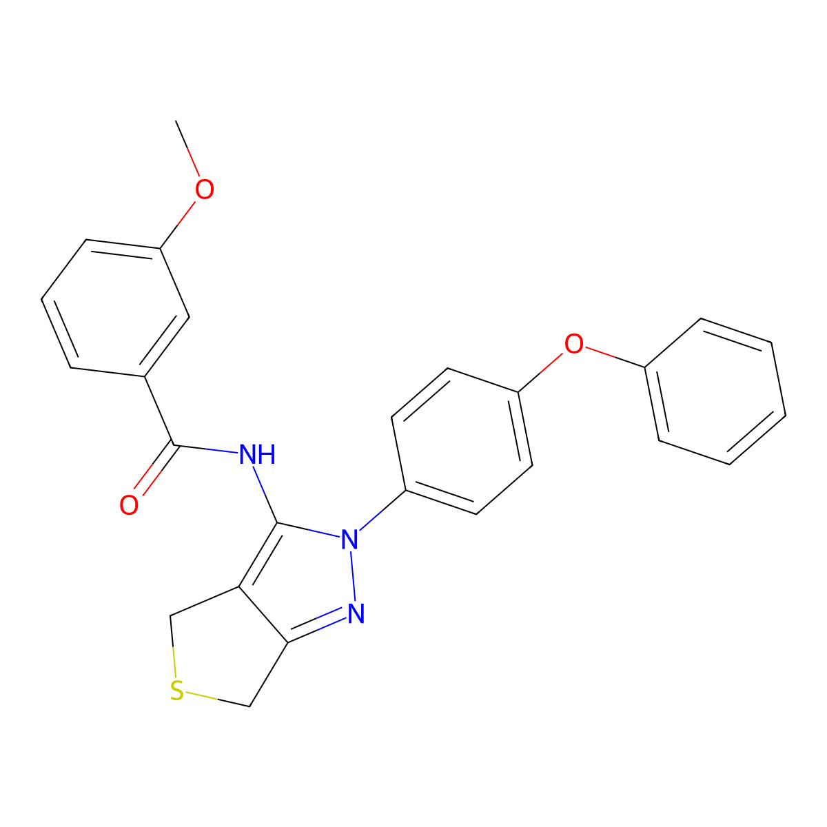 3-methoxy-N-(2-(4-phenoxyphenyl)-4,6-dihydro-2H-thieno[3,4-c]pyrazol-3-yl)benzamide molecular structure, CAS 361172-04-5